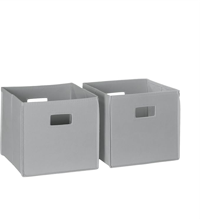 RiverRidge Folding Storage Bins with Handles Gray Cube Storage Organizer forCloset, Bedroom & Playroom - Closet Organizers and Storage Set of 2