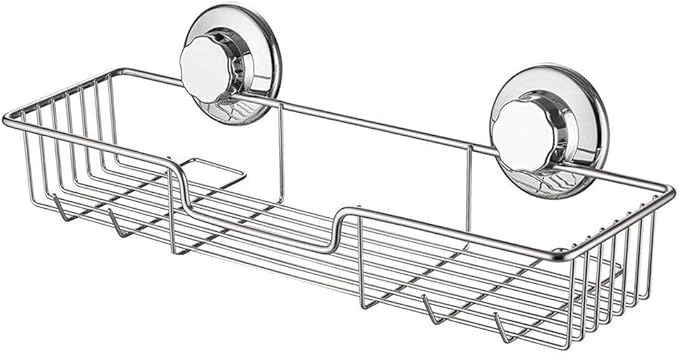 iPEGTOP L-4 Strong Suction Cup Shower Caddy Bath Shelf Storage, Combo Organizer Basket for Shampoo, Soap, Conditioner, Razor Bathroom Accessories - Rustproof Stainless Steel, Chrome