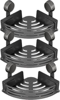 HIDEZHI Triangle Suction Cup Shower Caddy, Suction Cup Corner Shower Shelf, No-Drill Bathroom Corner Caddy, Triangle Suction Cup Corner Shelves, Removable Wall Storage Rack (Black*3)
