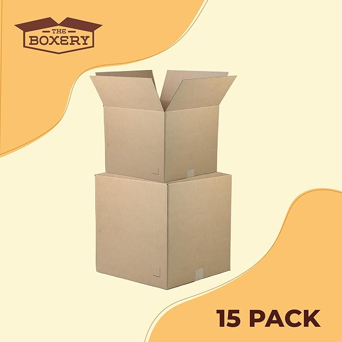 The Boxery Moving Boxes 15-Pack X-Large | 22x22x22 inch Brown/Kraft Corrugated Cardboard Packing, Moving & Storage for Business/Home – Durable - Eco-Friendly, Recyclable - Made in the USA