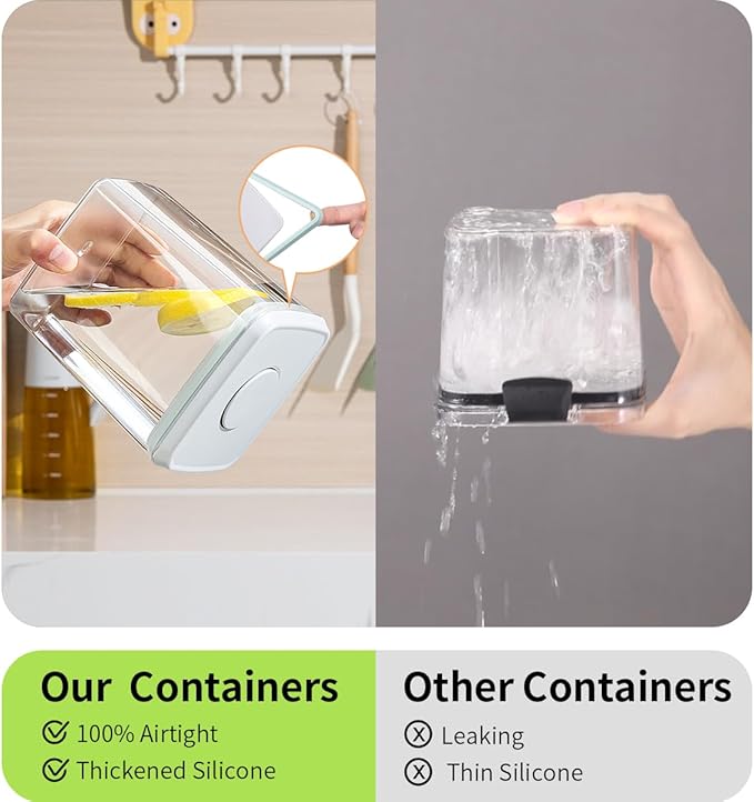 EQI Airtight Food Storage Containers,1.3Qt 3Pcs Pop Food Containers with Lids, Stackable One Button Opening Kitchen Pantry Organizers and Storage, BPA-Free Food Containers Set for Snacks Candy Spices