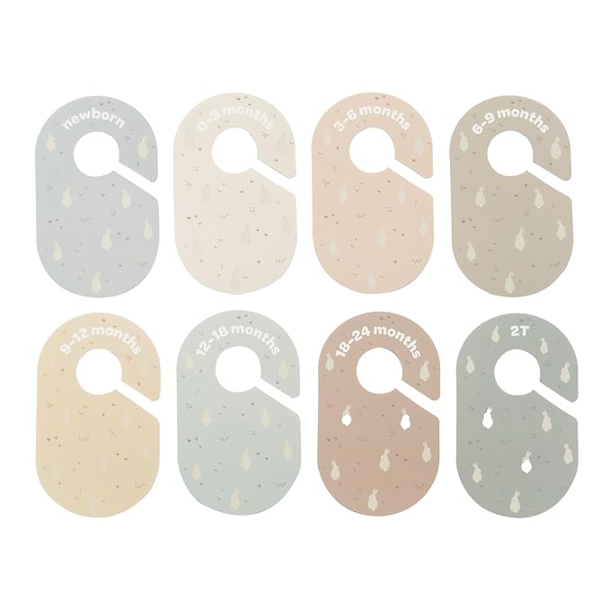 3 Sprouts Baby Closet Dividers Set of 8 - Toddler Clothes Organizer Hanger, Double-Sided Size Labels - Nursery Organization for Newborn Clothing, Infant, Boy & Girl - Rabbit