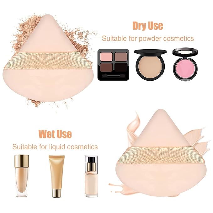Pimoys 6 Pieces Powder Puff Face Triangle Makeup Sponge Soft Powder Puffs for Loose Powder Foundation Sponge Setting Powder Puff Makeup Tool