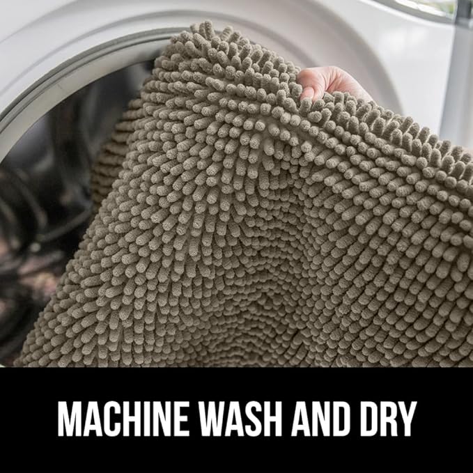 GORILLA GRIP Bath Rug Mat 36x24, Thick Soft Absorbent Chenille, Quick Dry Microfiber Mats, Rubber Backing Washable Shower Floor Rugs, Bathmat Runner, US Designed Bathroom Home Decor Accessories Latte