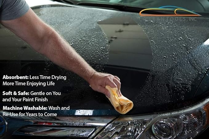 CleanTools the absorber® Large 27-Inch x 17-Inch, Aqua - Synthetic Premium Drying Chamois Cloth for Car - Super Absorbent, Scratch-Free and Washable