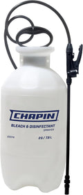 Chapin 22074 Bleach Pump Sprayer, 2‑Gallon, Lawn & Garden, Bleach‑Resistant Poly Tank, Funnel‑Top, Anti‑Clog Filter, Adjustable Cone Nozzle, 40" Hose for Cleaning, Mold & Disinfecting Applications