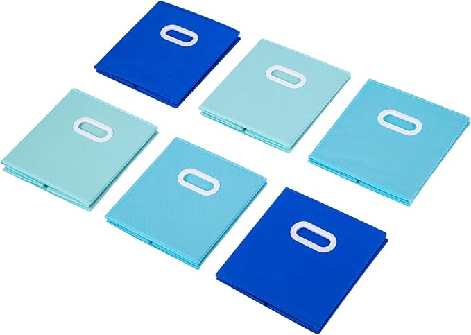 Stero Fabric Storage Bins 6 Pack Fun Colored Durable Storage Cubes with Plastic Handles Foldable Cube Baskets for Home, Kids Room, Closet and Toys Organization Multi Colored