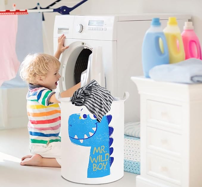 19.7" Dinosaur Laundry Basket,Kids Toys Storage Bin for Bedroom,Waterproof Baby Clothes Hamper with Handles,Collapsible Nursery Hamper,Gift Baskets(Dinosaur)