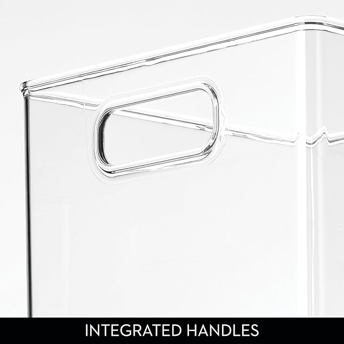 iDesign Clear Plastic Storage Bins for Kitchen - Pantry and Fridge Storage for Cabinets and Shelves, 4-Pack