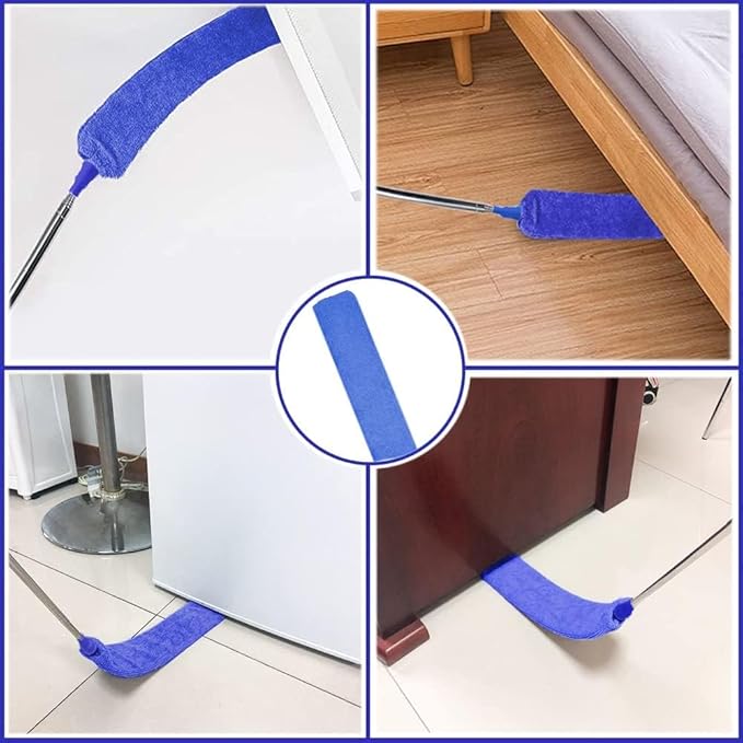 Retractable Gap Dust Cleaner Brush with Long Handle (30 to 100 inches), Cleaning Tools with 3 Microfiber Dusting Cloths, Extendable Duster for Cleaning Under Refrigerator Sofa Couch Bed Furniture
