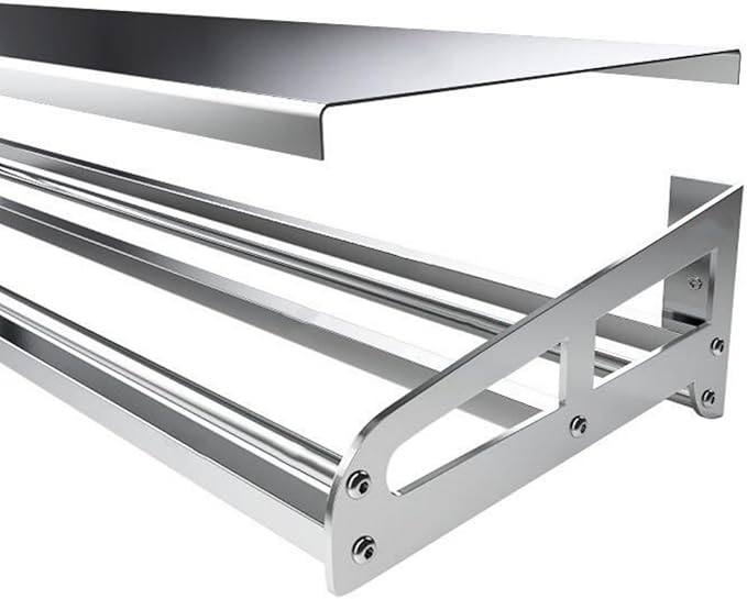 Floating Shelf 304 Stainless Steel Metal Heavy Duty Household Spice Rack Microwave Mounted Storage Rack for Kitchen Bedroom Bathroom (Length80CM*Wide25CM)