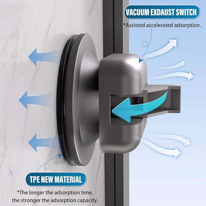 Onemake Shower Caddy Suction Cup, No Drilling Bathroom Shower Shelf, Corner Shower Caddy with 6 Portable Hooks, Removable Bath Organizer with Towel Bar for Bathroom Storage(Gray)