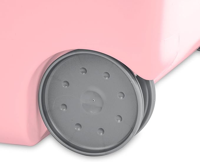 Sterilite 3 Pack Ultra Wheeled Hamper, Plastic Laundry Basket Clothes Bin with Wheels, Flip Top Lid and Retractable Handle, Pink Frost