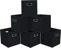 Black Foldable Storage Cubes Bins, Fabric Storage Box Cubes Organizer Baskets with Dual Handles for Home Organizer,Set of 6,(Black)