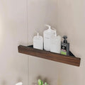 Bathroom Corner Shelf 1-Pack, Shower Shelves Corner with High Guardrail - No Drilling Shower Caddy, Solid Walnut Finish Aluminum Shelf