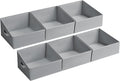 DIMJ Storage Bins for Closet, Trapezoid Storage Bins with Front Handle, Fabric Storage Baskets for Shelves, Line Closet Organizers for Toys, Boooks, Clothes, 6 Packs (Grey)
