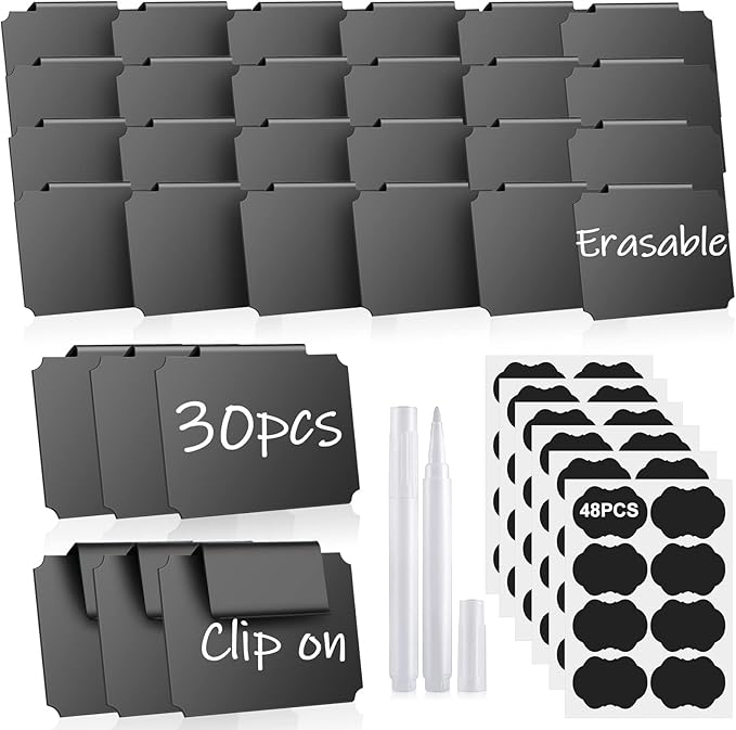 30Pcs Basket Labels Clip On, Erasable Bin Basket Labels for Storage Bins, Basket Tags for Fabric Cubes Wicker Laundry Organization