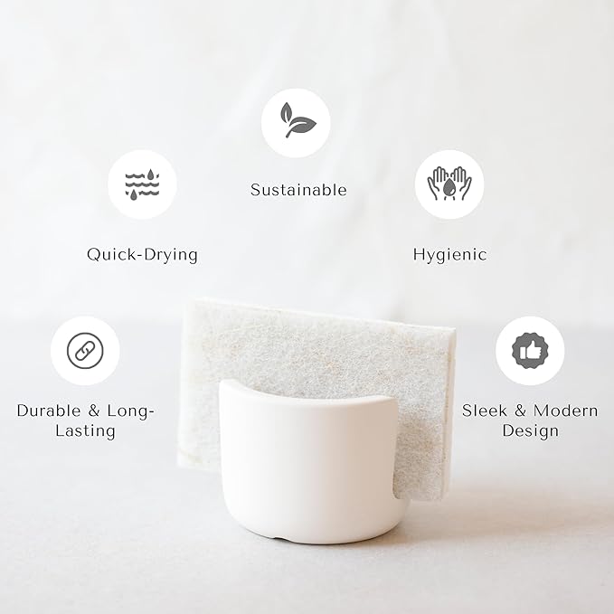 Selegna Diatomite Quick Dry Kitchen Sink Organizer (Brown, Small, 0.42 lbs) - Absorbent Drying Rack for Dish Sponge