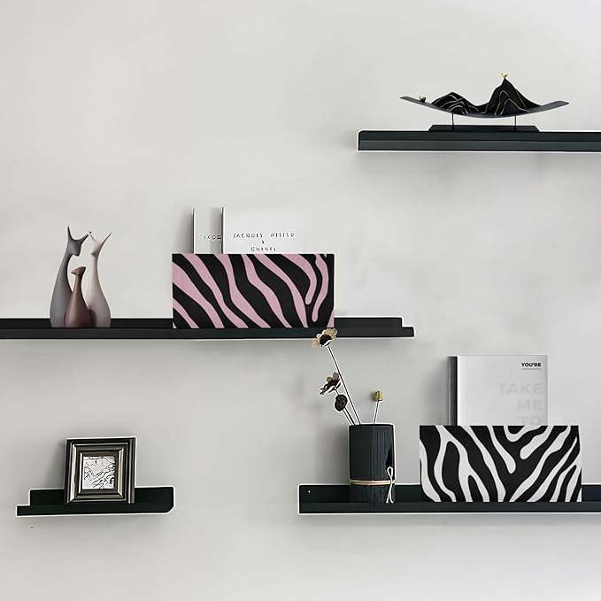 Pink Zebra Print Closet Storage Bins 2 Pcs Felt Open Home Storage Containers Organizer with Handles Collapsible Shelf Basket for Home Office Craft Room Classroom Fabric