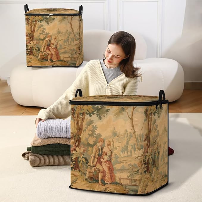 2pcs closet organizers and storage under bed,clothing blanket sweater sheet bedding comforter duvet quilt pillow toy storage bags with lids,dorm room essentials for containers 95L