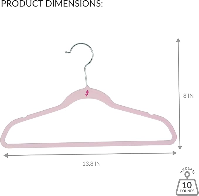 Simplify 25 Pack Kids Velvet Hangers | Slim | Non-Slip Design | Space Saving | Childrens Clothes | Shirts | Pants | Dresses | Baby Nursery | Closet Storage & Organization | Blush