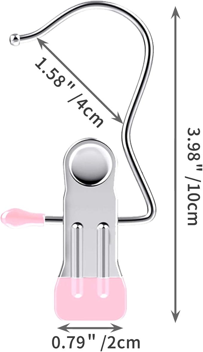 15 Pack Boot Hanger for Closet, Laundry Hooks with Clips, Boot Holder, Hanging Clips, Portable Multifunctional Hangers Single Clip Space Saving for Jeans, Hats, Tall Boots, Towels(Pink)
