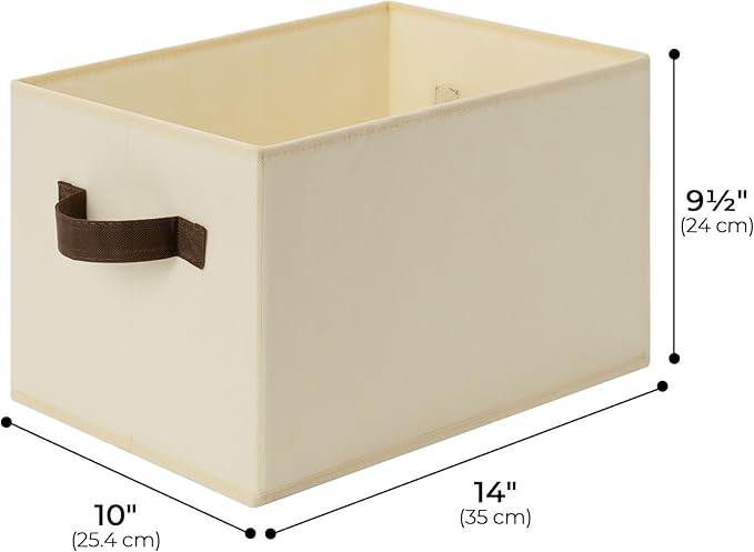 Cupic Cupid Storage Bins Closet, Fabric Closet Organizers and Storage, 6-Pack Baskets for Organizing, Large Storage Boxes with Handles for Clothes and Toys, Beige