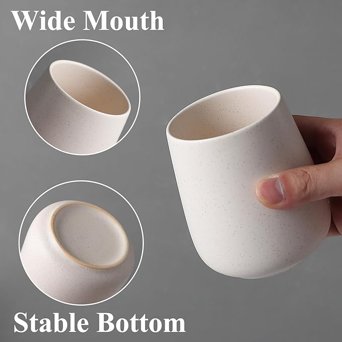 Beige Toothbrush Holder for Bathroom - 2Pcs Ceramic Tooth Brushing Holders Set, Toothbrush Cup & Toothpaste Organizer for Bathroom Countertop, Makeup Brush Holder, Pen Holder for Home Desktop Storage
