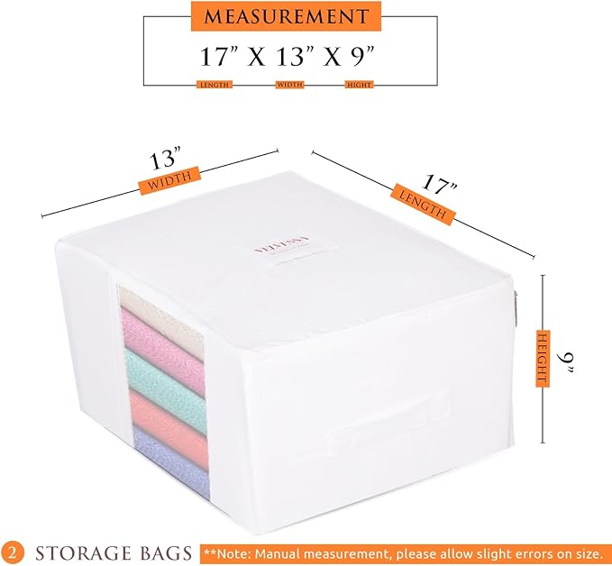 Velvessa Cashmere Sweater Storage Bags | PACK OF 2 |Breathable & Washable Sweater Storage Bags | Suitable Clothes Organizer For Sweaters, Merino Wool, Scarves and more
