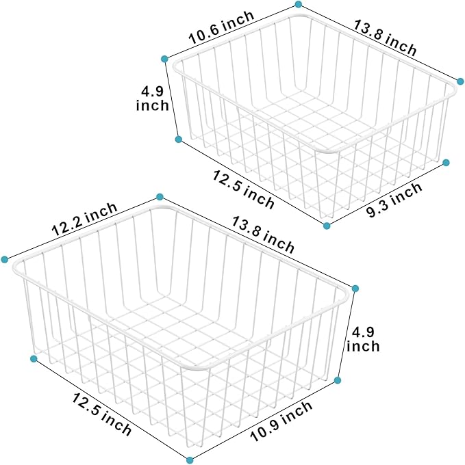 iSPECLE Wire Baskets - 6 Pack Wire Storage Baskets Organizer Bins, Pantry Cabinet Shelf Kithen Storage Organization for Easily Get Items, White