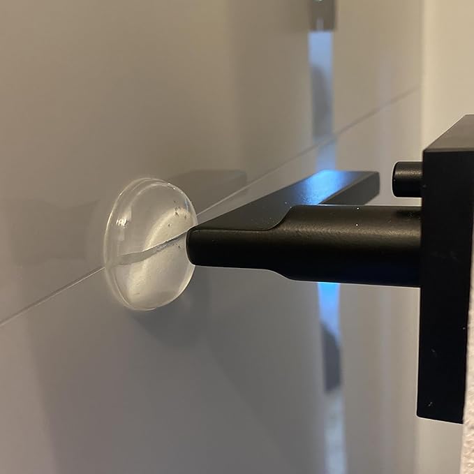 Door Knob Wall Shield, 6PCS Transparent Square Guard Door Stopper Wall Protector Silencer, Self Adhesive Door Handle Bumper (1.57" Small Square 6 PCS, Clear)