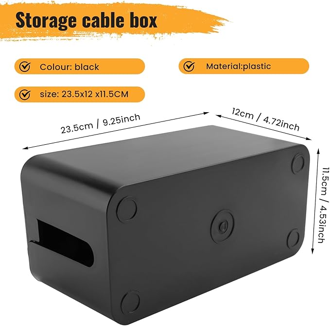 Cable Management Box Cord Organizer Box Power Strip Surge Protector Cover TV Cord Box for Home Office