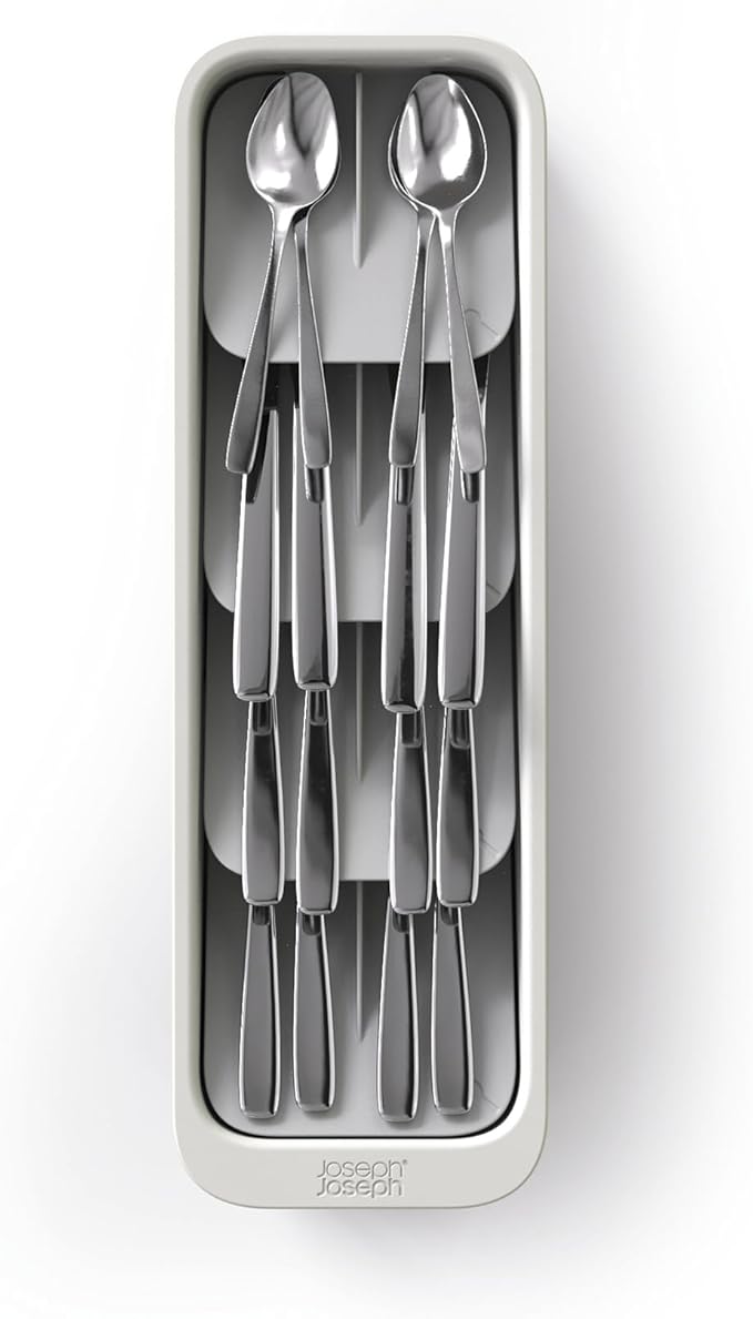 Joseph Joseph DrawerStore Compact Tiered Flatware Cutlery Kitchen Drawer Organizer, Disassembles for Easy Cleaning, Recycled Plastic