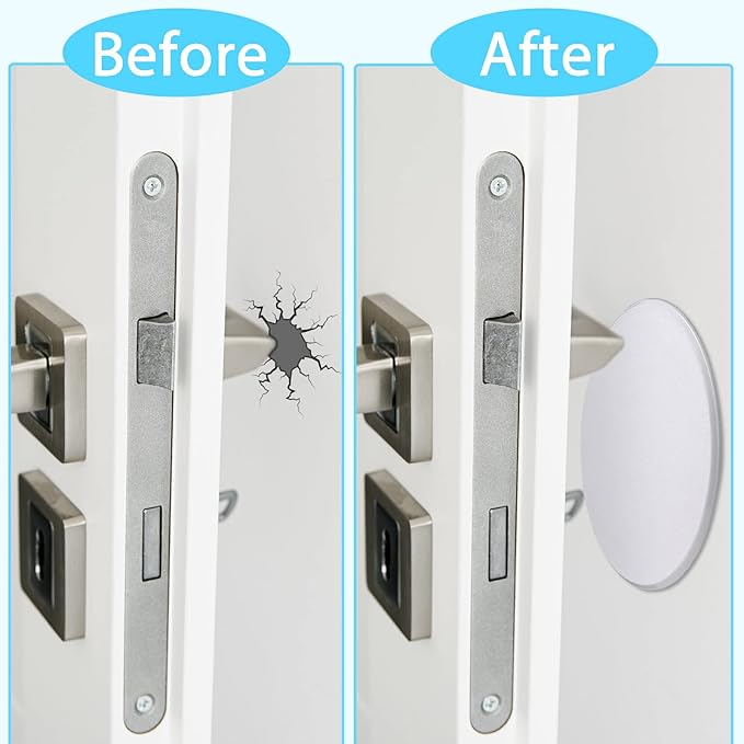 Nosiny 8 Pack Door Knob Protector Plastic 5 Inch White Self Adhesive Door Knob Protector Avoids Handle Damage (White)