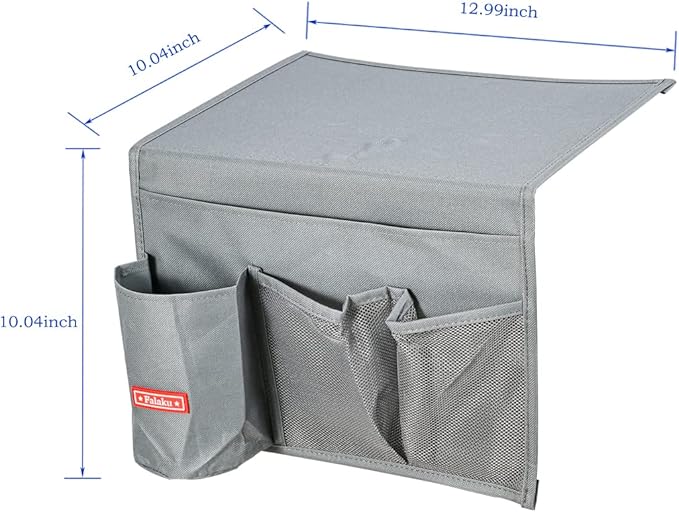 Falaku Bedside Caddy, 4 Pockets Bedside Organizer Caddy Under Mattress,Holds Water Bottles,Magazines,Books (Classic 4 Pockets-Grey)