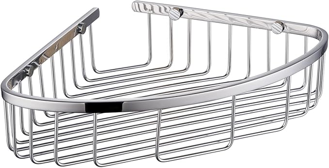 GORDEE Bathroom Shower Caddy Corner Shelf, Corner-Hollow Design, Ultra Sturdy Rust-Proof Stainless Steel Shelf Organizer Shampoo Holder, Wall Mounted Storage Rack for Bathroom, Polished Chrome