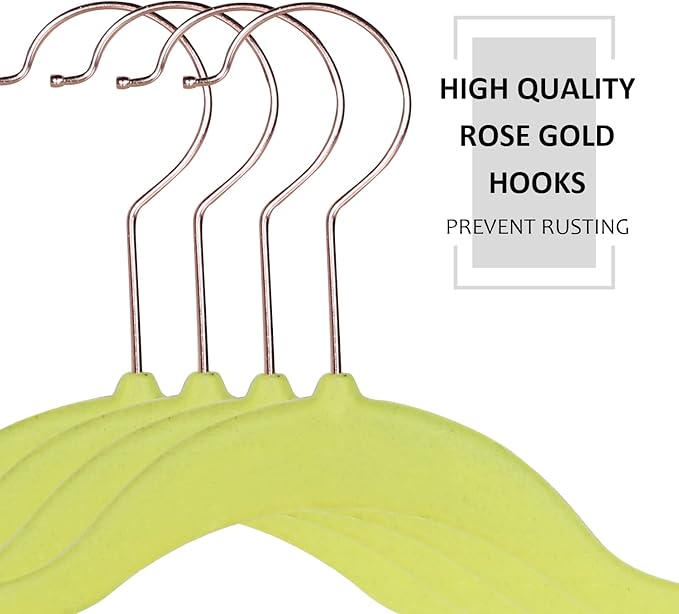 VECELO Premium Velvet Clothes Hangers Suit Heavy Duty (100 Pack)-Non Slip & Space-Saving with 12 Finger Clips & 2Tie Rack Excellent for Men and Women,Yellow