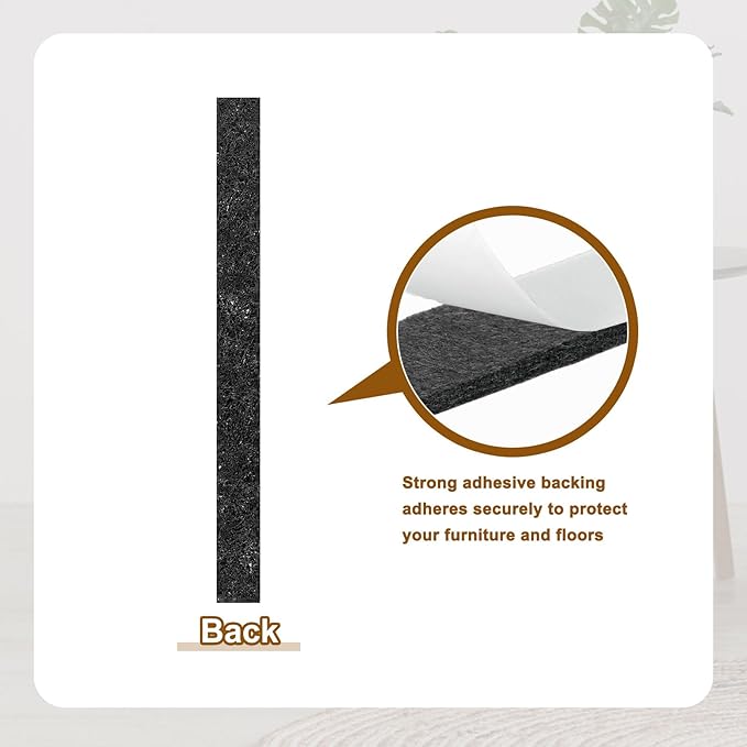 uxcell Felt Furniture Pads, 9Pcs 5.91" x 0.5" Adhesive Backed Non-Slip Anti-Scratch Chair Leg Protectors for Protecting Hardwood Floor, Black
