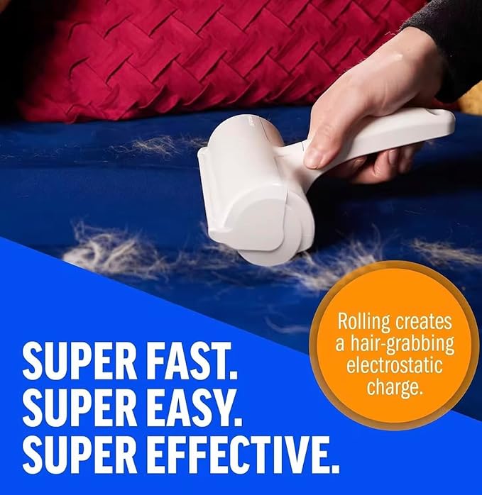 Pet Hair Remover - Reusable Lint Roller for Dog & Cat Hair - Portable Fur Removal with Self-Cleaning Base for Couch, Carpet, Furniture, and Car Seats