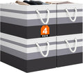 Storage Bin,Collapsible Storage Basket For Organizing,Large Storage Boxes With Rope Handles,Storage Containers,Gradient Grey,4 Pack