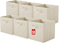 ShellKingdom Storage Bins, Foldable Fabric Storage Cubes And Cloth Storage Organizer Drawer For Closet And Toys Storage, 13 X 13 X 13 INCH, 6 Pack (Beige)