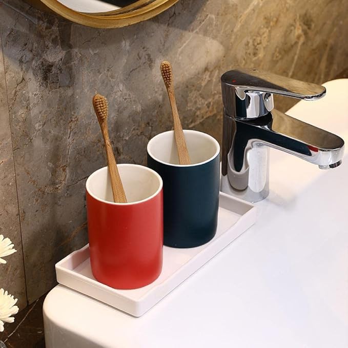 Gaolinci 2 Pcs Bathroom Cups, Ceramics Toothbrush Holder, Tumbler Cup, 9 Oz