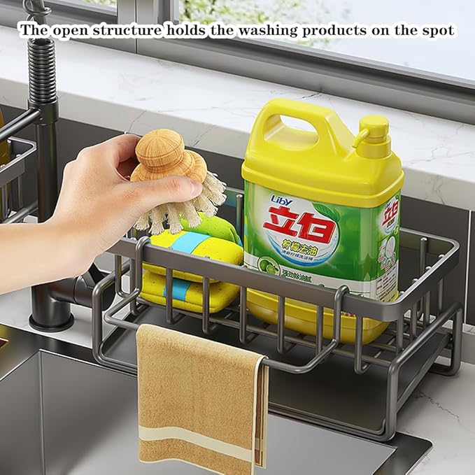 Bibabala Home Kitchen Faucet Drainer Holder Soap Bathroom Non Slip Corner Sink Drain Rack(Black)