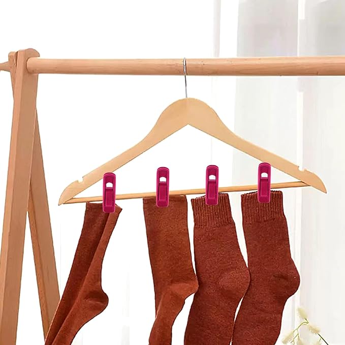 Litoexpe 20 Pcs Hot Pink Velvet Hangers Clips, Pants Hangers Velvet Clips, Strong Finger Flocked Clips for Thin Felt Hangers