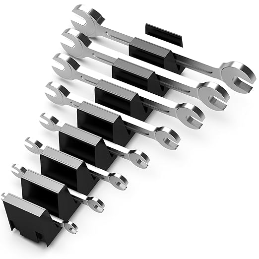 8Pcs Wrench Organizer Rack, Modular Toolbox Drawer Organizer for Ratchets & Sockets | No Assembly Needed, Interlocking Design Holds Combination Wrenches, Pliers, Files | Secure Tool Storage Solution
