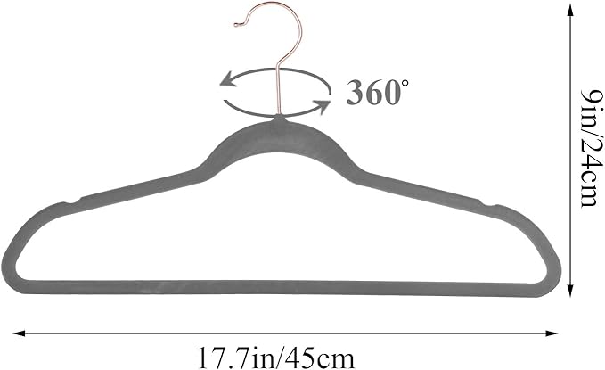 VECELO Premium Velvet Clothes Hangers Suit Heavy Duty (25 Pack)-Non Slip & Space-Saving with 6 Finger Clips & Tie Rack Excellent for Men and Women，Light Gray