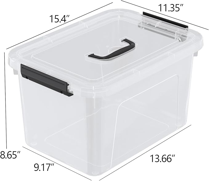 Haodehen 18 Quart Plastic Storage Bins with Lid, 4 Packs Clear Latching Storage Box