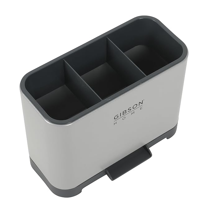 Gibson Home Ledgebrook Sink Caddy With Metal Panel, Sponge Holder for Kitchen Sink, Countertop Organizer and Storage Essentials With Drain Board