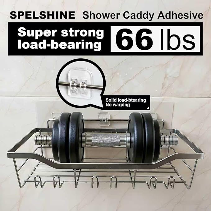 Adhesive Shower Caddy Replaycement for Wall Mount Shower Caddies,Wall Adhesive Strips Heavy Duty for Storage Shelves - Shower Shelf Adhesive Over The Shower Caddy Sticker Replacement 1PCS