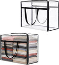40L Clear Storage Bags Plastic Blanket Storage Bag Foldable Moving Organizers Containers with Zipper for Bedding Blanket Clothes Under Bed Holder - 2 Pcs